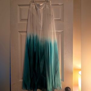 Water Color White And Teal Lyrical Skirt